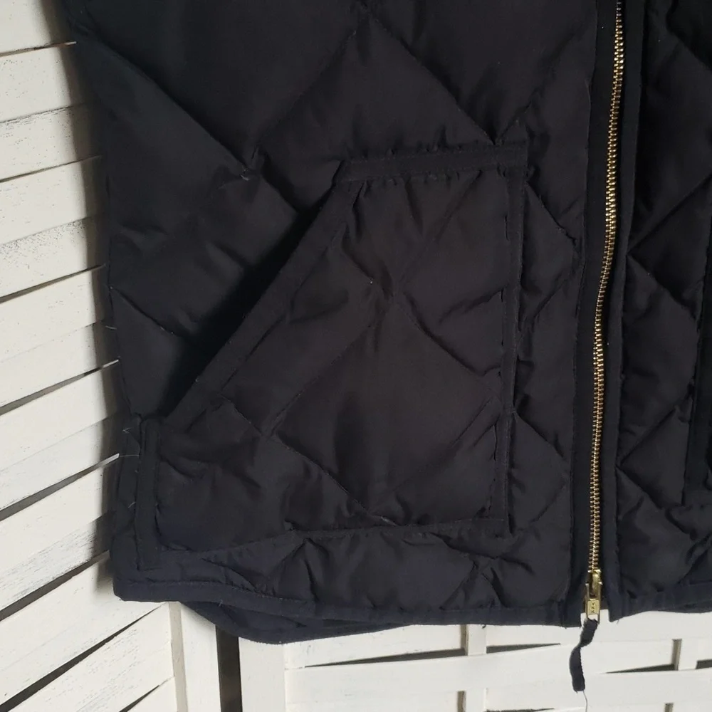 J. Crew black puff down filler women's vest size S